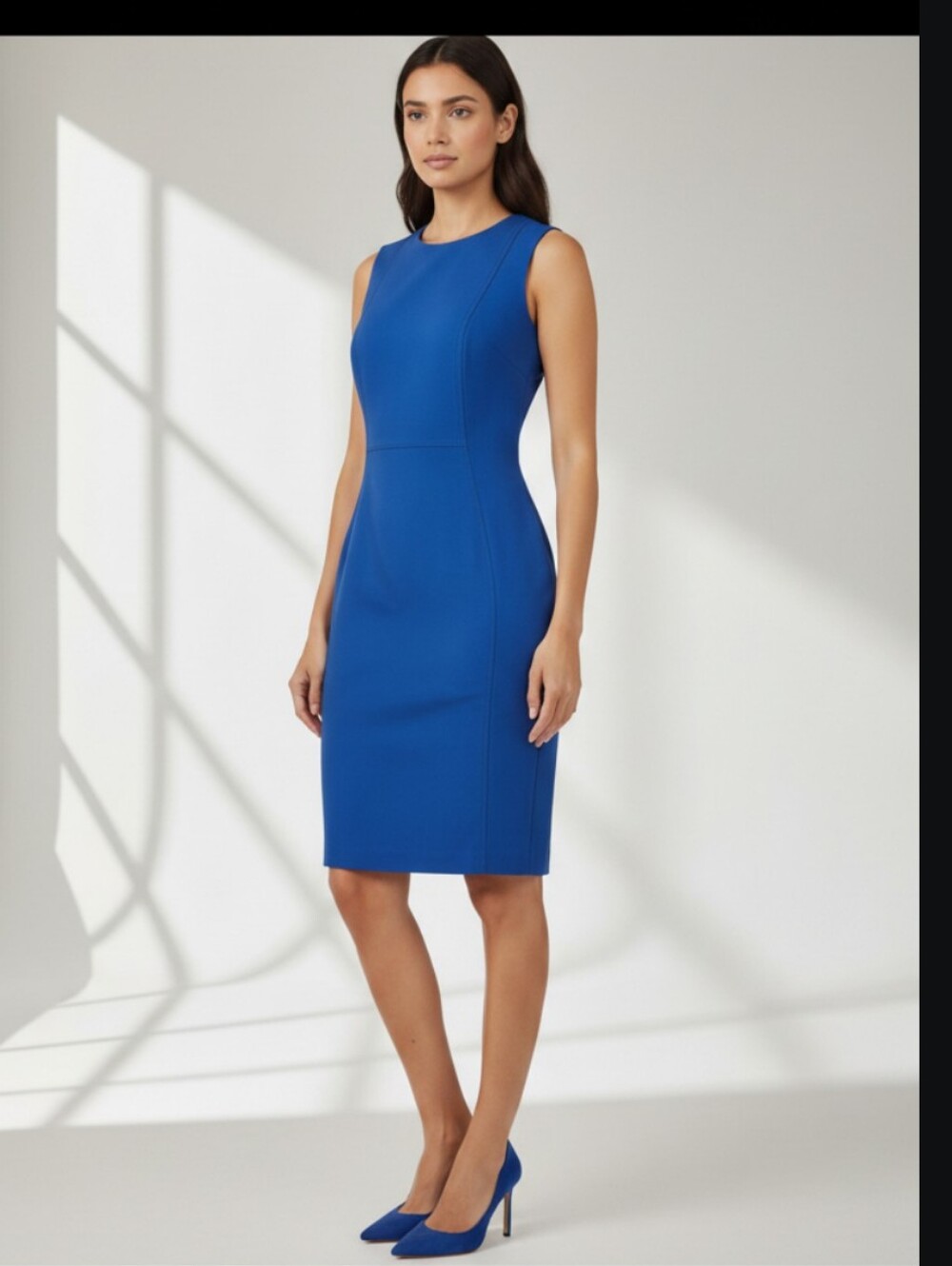 Calvin Klein Cobalt Blue Midi Sheath Dress, Sz 10